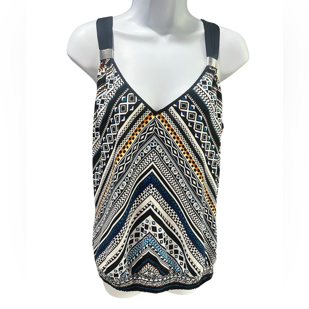 White House Black Market Geo Print Sleeveless Blouse L